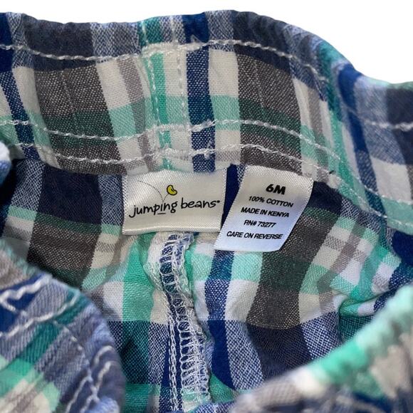 Jumping Beans Blue, Gray, Green & White Plaid Shorts - Picture 2 of 2